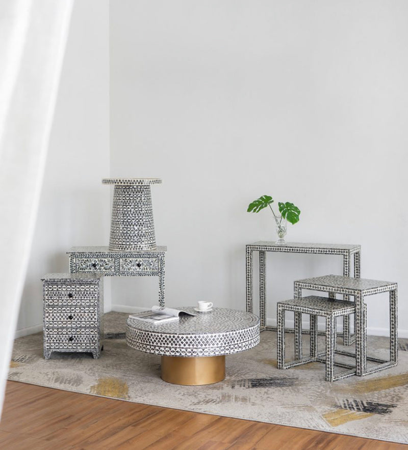 Inlaid Capiz Shell Bedside Table