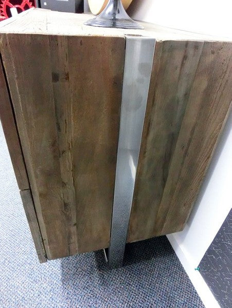 Stainless steel /Elm Buffet Cabinet