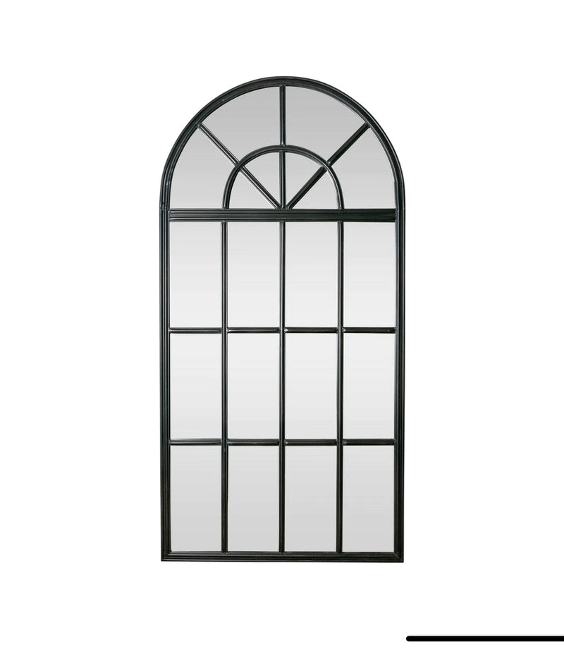 LARGE IRON ARCH MIRROR WITH PANES 2M HIGH