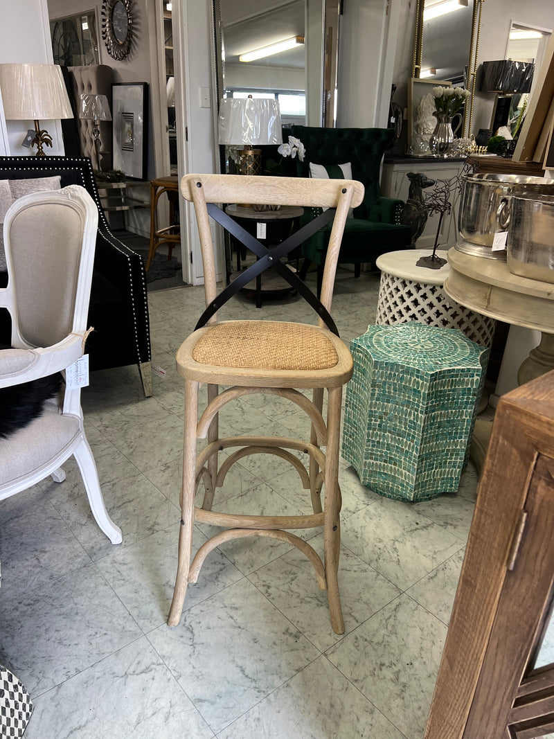 Cross  Back OAK Bar stool/Light OAK