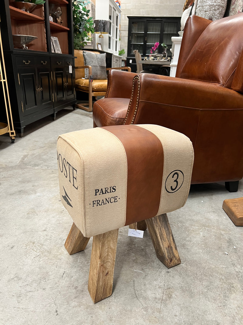 Fabric and Leather Gym Stool