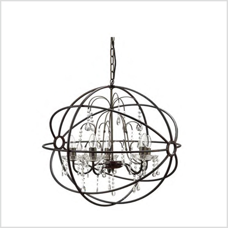 Metal Frame Chandelier with Glass Crystals