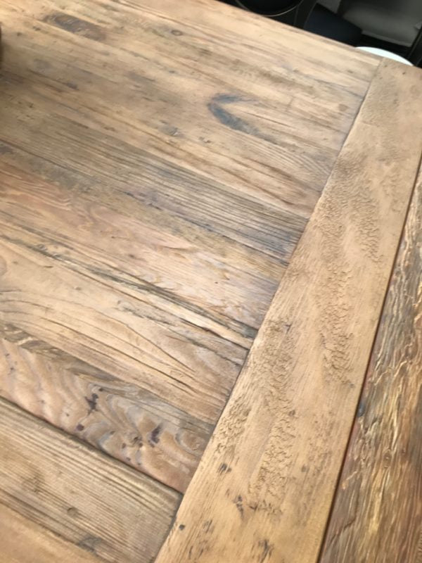 2.4-3.3m Reclaimed Wood Trestle Dining Table/ Black Base