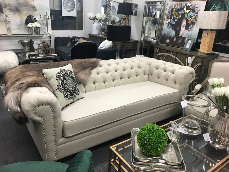 Chesterfield 3 seater Beige Color