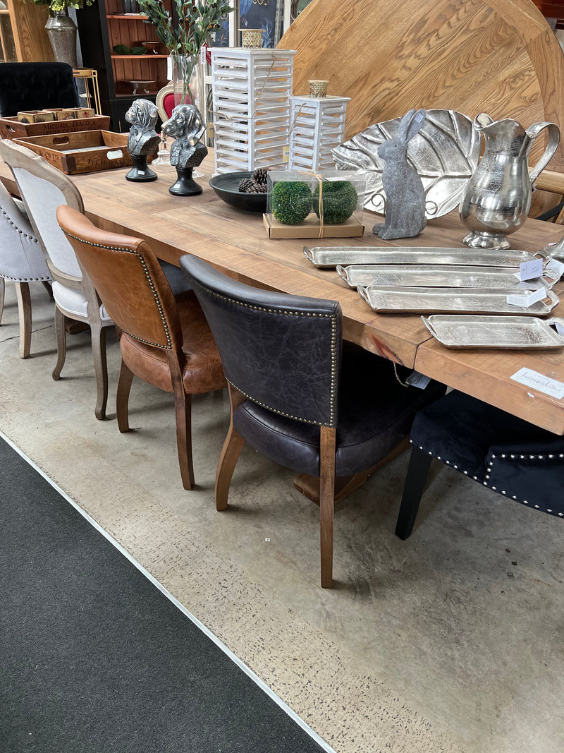Top Grain Leather French Dining Chair / Oak Legs- Cocoa