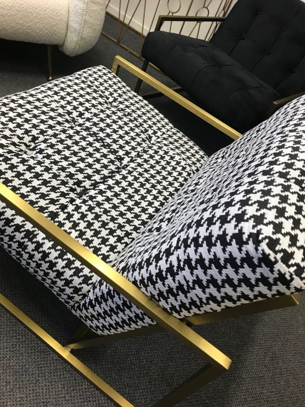 Mallorca Chair in Houndstooth /Brushed Gold