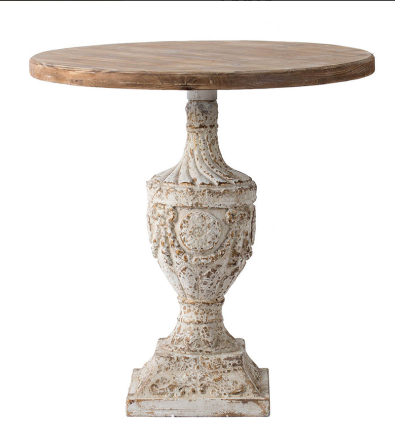 Large Pedestal Urn Base distressed White Side table
