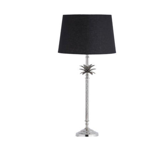 GA2011 PALM TABLE LAMP WITH SHADE (LAMP – NICKEL / SHADE - BLACK LINEN)