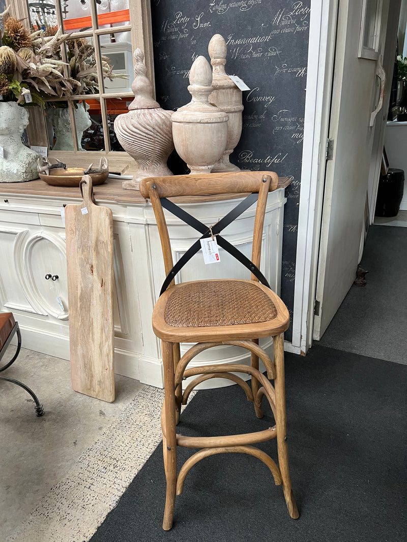 Cross Back Oak wood Black Bar stool Homeabout
