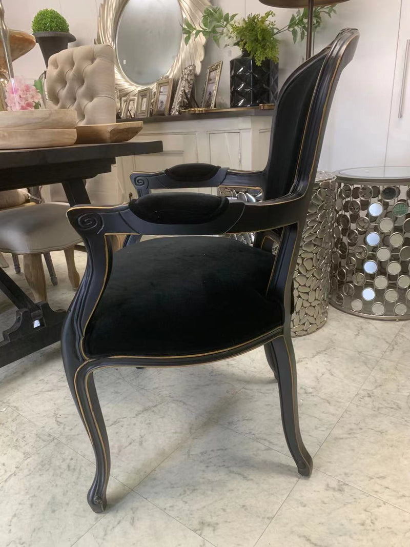 Vintage French Armchair-Black/Black Velvet