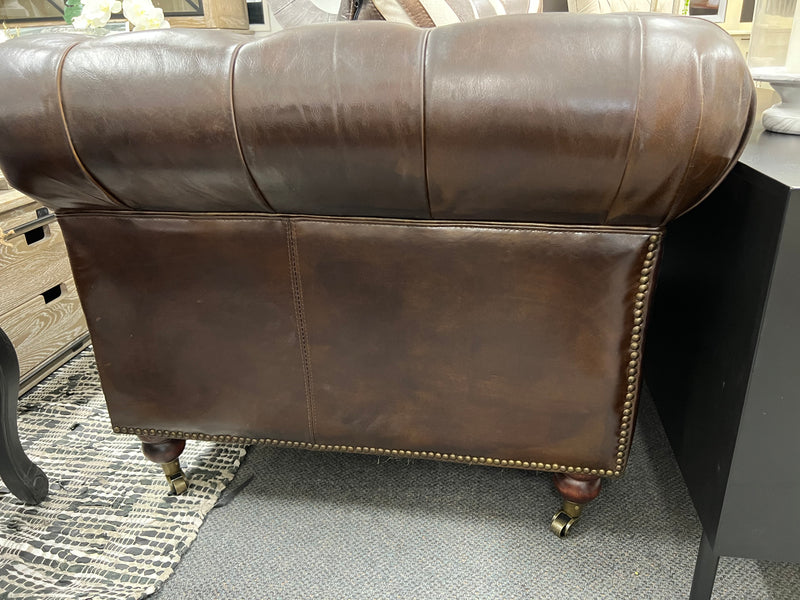 Top Grain Leather Chesterfield 2 seater in Vintage Brown