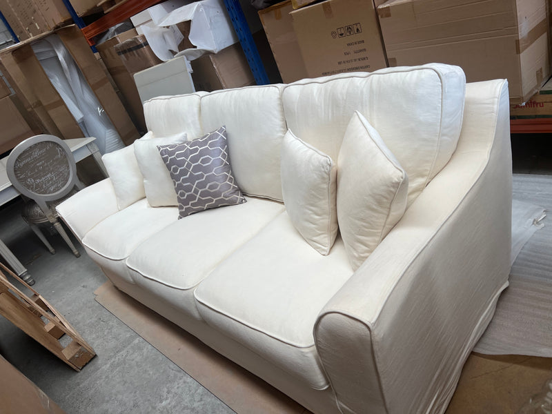 Deauville SlipCover Sofa White 100% Belgium linen