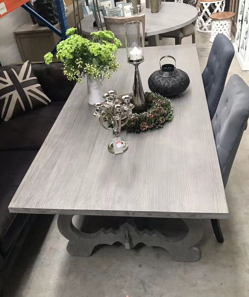 Nantes French Country  2.2m Wood Dining Table- Mud Grey