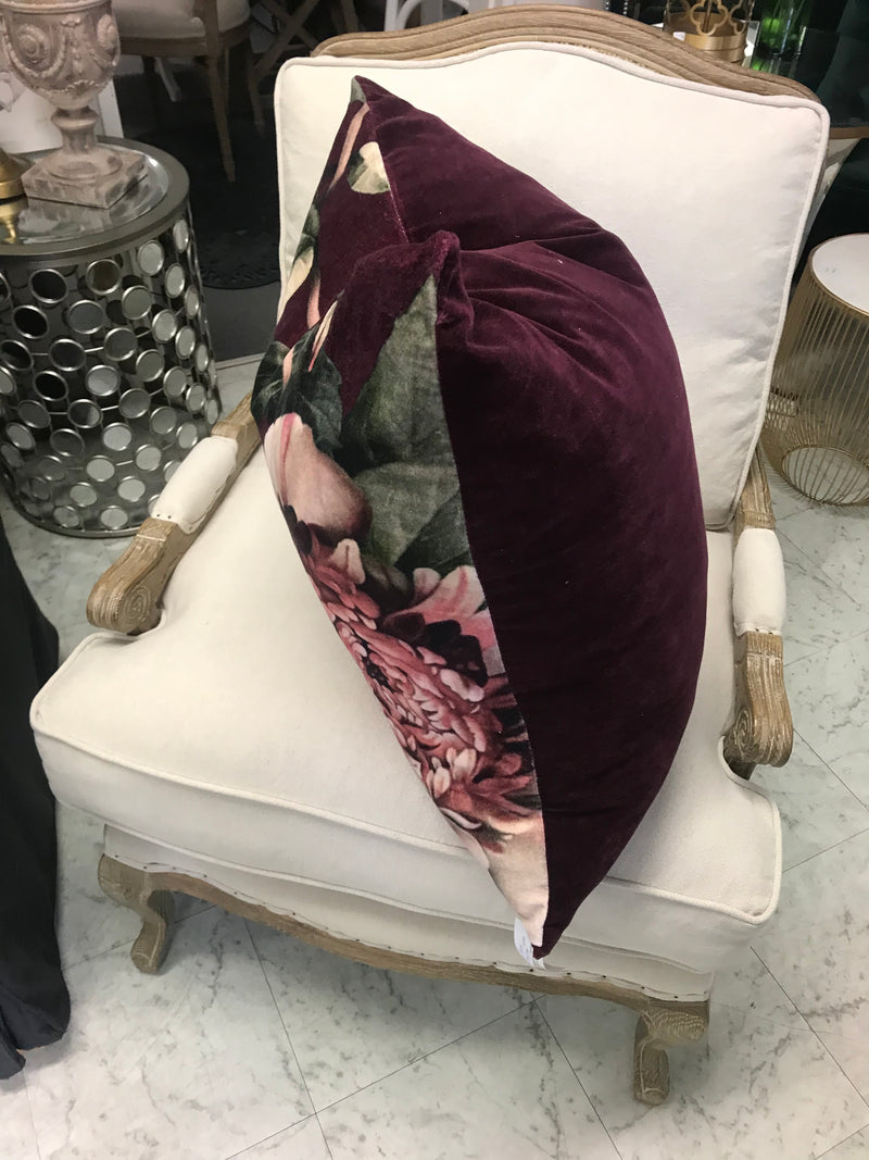 Feather Cushion Burgundy Velvet  Double Sided 60x60