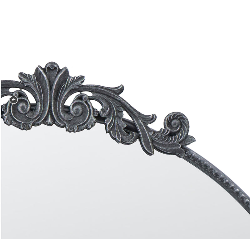 Baroque Black Metal Round Mirror 81cm  Small