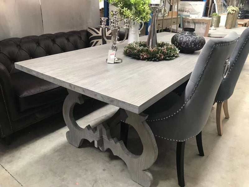 Nantes French Country  2.2m Wood Dining Table- Mud Grey