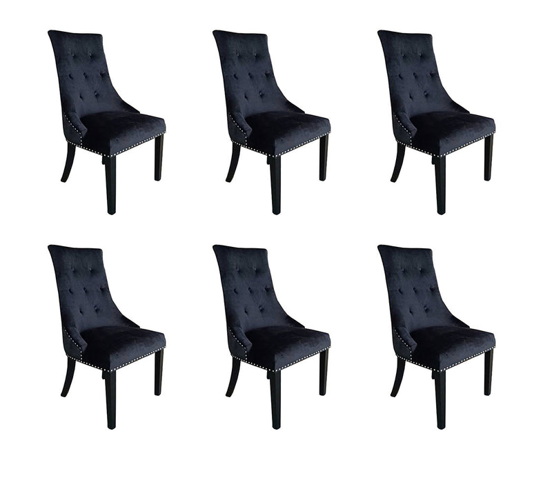 6 Chairs--Modern Classic Tufted Dining Chair  BLACK VELVET
