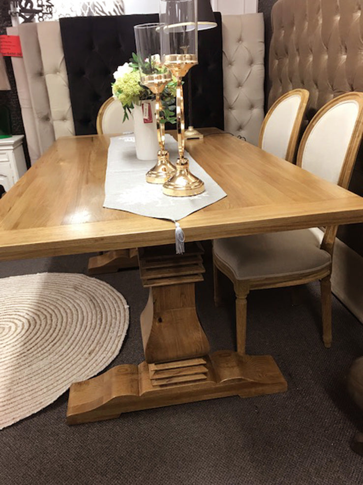 1.8m Oak Wood Trestle Dining Table