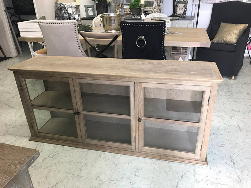 Oak/Glass Display Cabinet In Light OAK