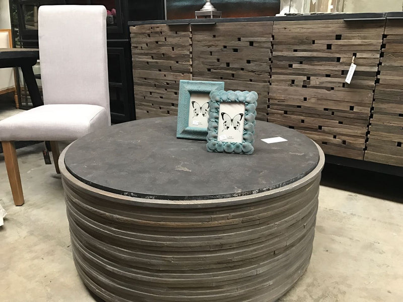 Coffee Table Reclaimed Elm +Blue Stone Top