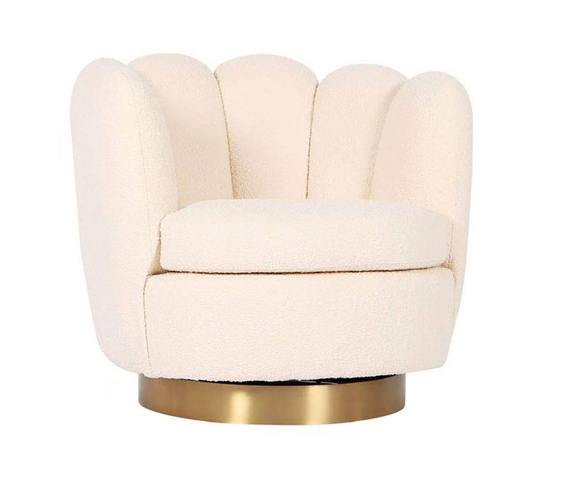 Modern Classic Ivory Upholstered Swivel Occasional Arm Chair