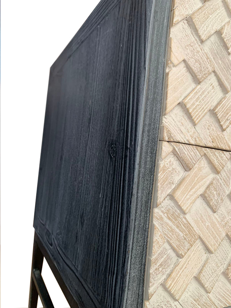 Clearance/Rustic Lodge Beige Stone Colour  Wood TV Table --2.13M Wide