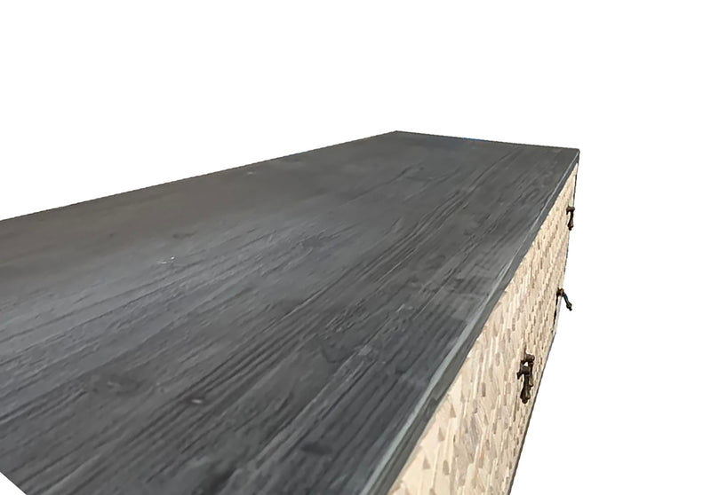 Clearance/Rustic Lodge Beige Stone Colour  Wood TV Table --2.13M Wide
