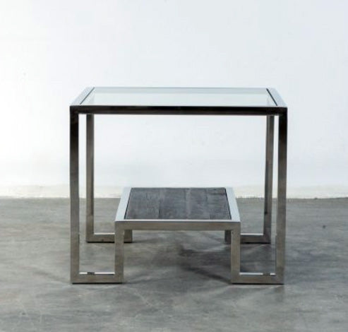 TETRIS SIDE TABLE WITH STAINLESS STEEL BASE