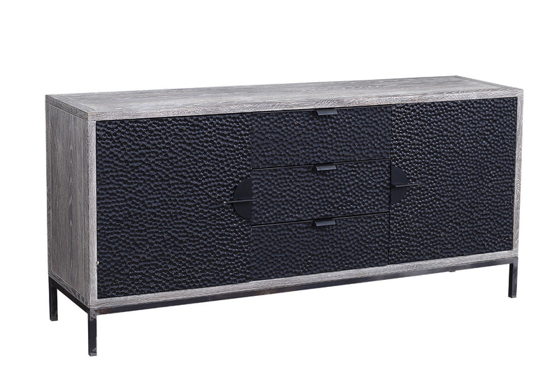 Maxine Chip Carved OAK/ Iron Black Sideboard